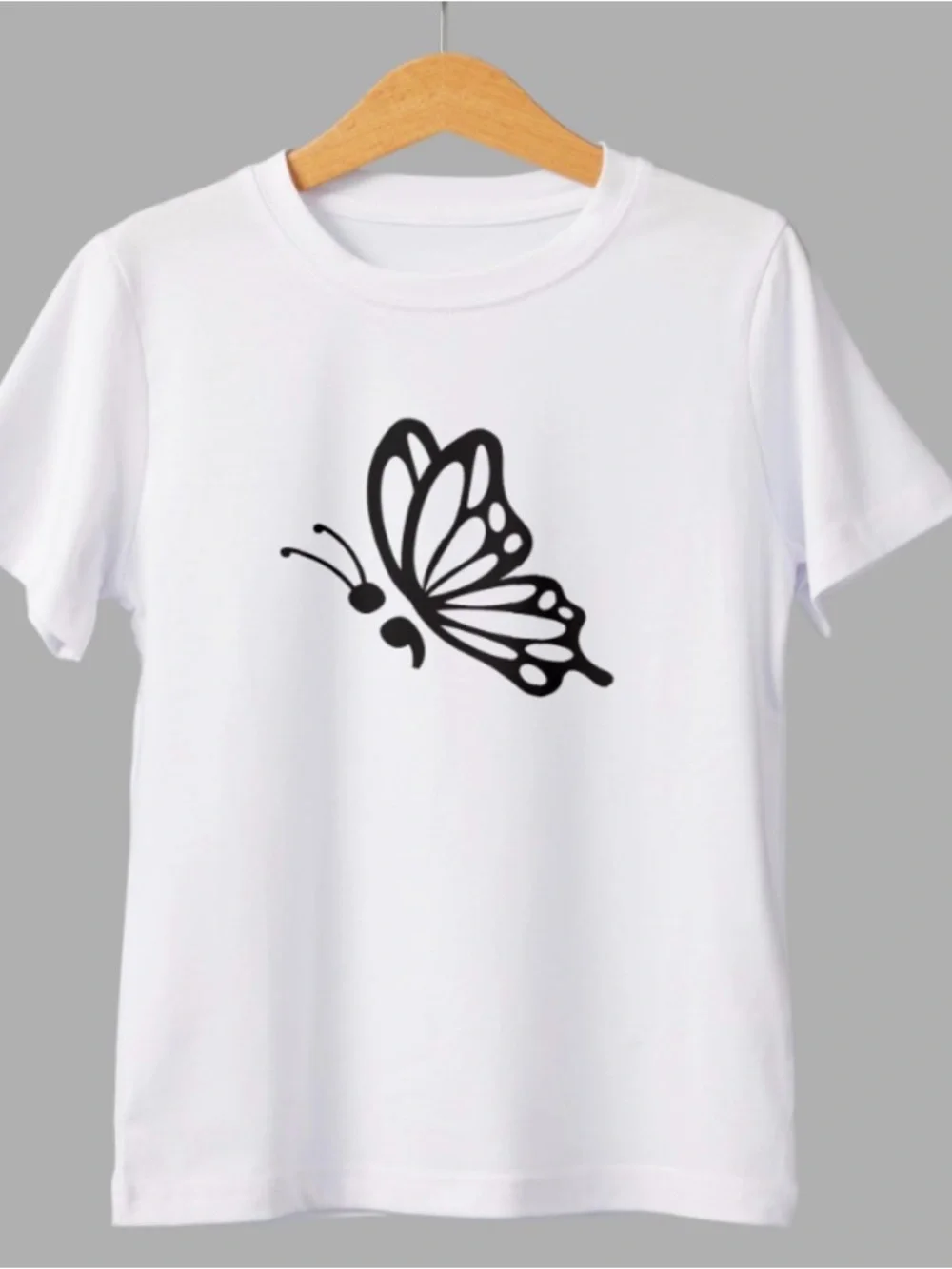 🦋 Butterfly Semicolon Meaning Tee | Mental Health Awareness Shirt | - Picture 1 of 1